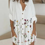 Robe boutonnée à manches longues et poche