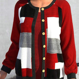 Cardigan à empiècements avec bloc de couleur