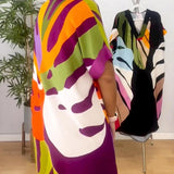 Robe décontractée à imprimé feuilles colorées