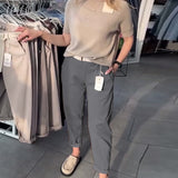 Pantalon Uni Décontracté Droit