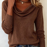 Pull Tendance À Manches Longues Avec Col En Fourrure