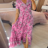 Robe col V à imprimé fleuri
