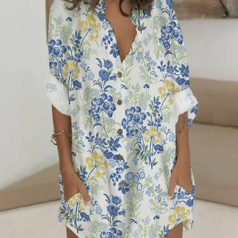 Robe boutonnée à manches longues et poche