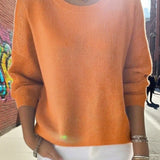 Pull Uni Col Rond Épaule Tombante