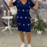 Robe Mode Col En V Manches Courtes