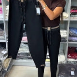 Pantalon Élégant À Cordon Et Taille Élastique