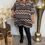 Robe col V imprimé vagues