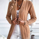 Cardigan pull côtelé de couleur unie