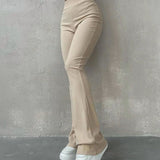 Pantalon slim micro-évasé uni