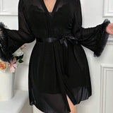 Sexy Dentelle Chemise de Nuit Jarretelles Ensemble