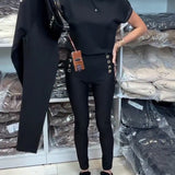 Pantalon Élégant À Boutonnage Et Stretch