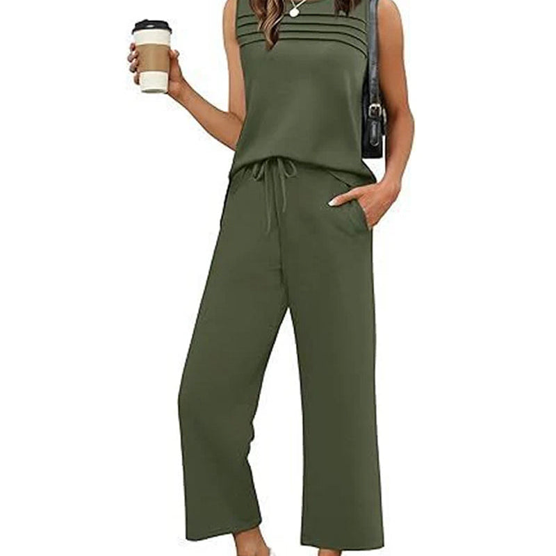 Ensemble Deux Pièces Top Gilet Plissé
