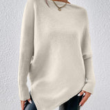 Pull uni à ourlet irrégulier