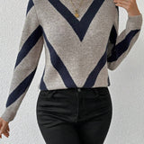 Pull Avec Caractéristiques Imprimé Géométrique Et Col Rond