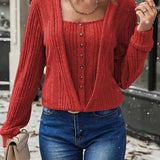 Pull Faux Deux-Pièces Tricoté