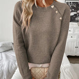 Pull Bouton Décoré Manche Raglan