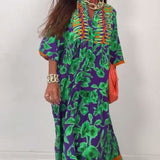 Robe longue décontractée imprimée à col en V