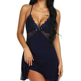 Robe de pyjama sexy dos nu de couleur unie