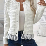 Manteau Manches Longues Pull À Panneaux De Dentelle