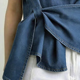 Débardeur Asymétrique Attacher Denim