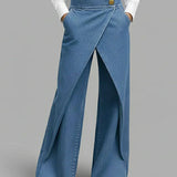 Pantalon Tendance Jambe Large En Denim