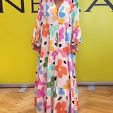 Robe décontractée à manches cloche et imprimé floral coloré