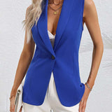 Manteau Cardigan Sans Manches À Bouton Unique