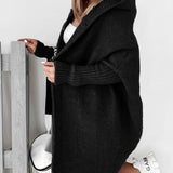 Cardigan simple à capuche de couleur unie avec motif chauve-souris