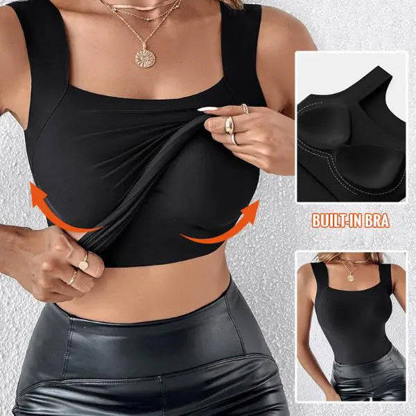 🔥Débardeur Gainant À Col En U Avec Soutien-Gorge Intégré