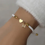Cœur Initial Charme Lien Branché Bracelet