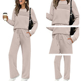 Set Haut à Col Rond pour Femme et Pantalon à Cordon