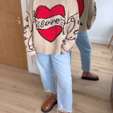 Pull décontracté à motif d'amour