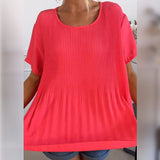 Blouse plissée col rond uni