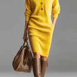 Robe pull décontractée de couleur unie pour l'automne et l'hiver