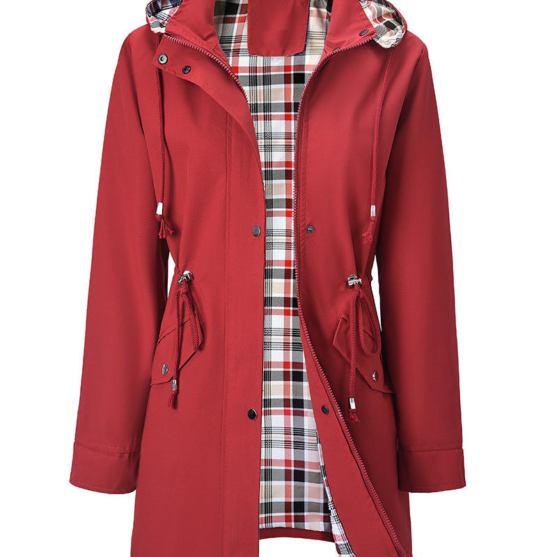 Trench Long Imperméable À Capuche Pour Femme