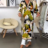 Robe à col en V imprimée noix de coco