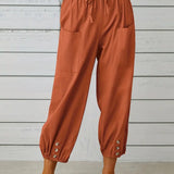 Luciane | Pantalon à cordon et boutons pour femme