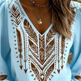 Blouse Manche Bouffante Col V Coupe Ample