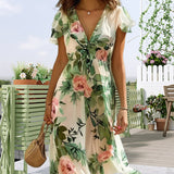 Robe à manches volantées et imprimé floral frais