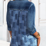 Blouse à manches longues imprimée effet denim