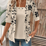 T-shirt élégant à deux pièces factices avec motif floral