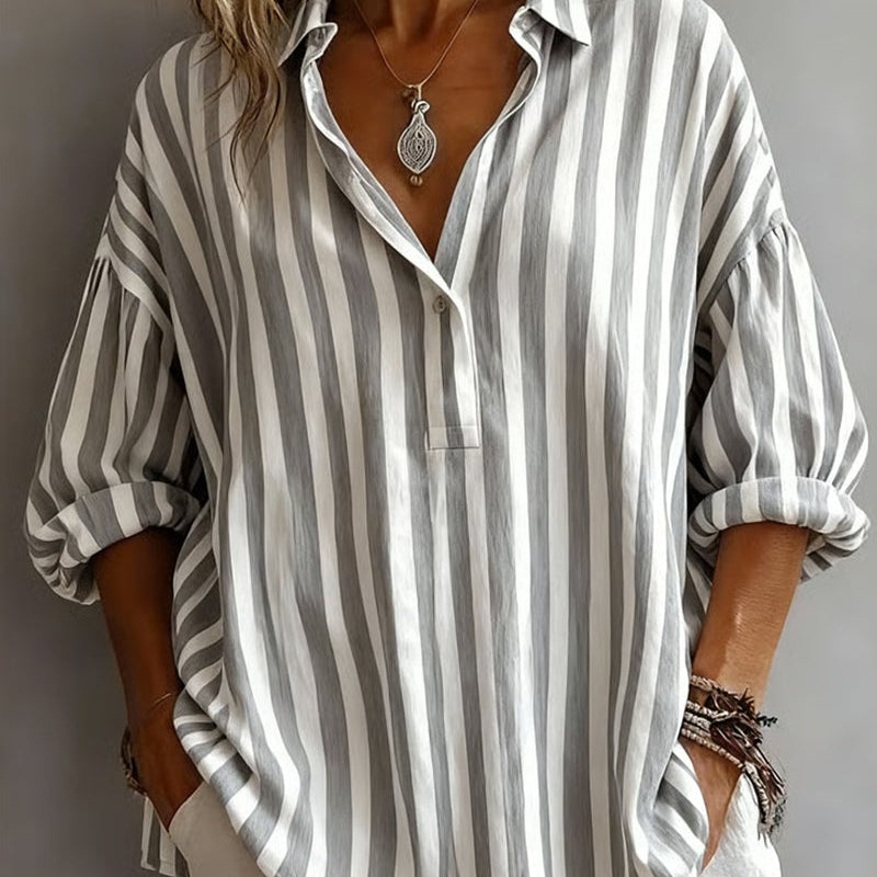 Blouse Rayée Ample À Col