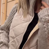 Manteau zippé à col haut de couleur unie