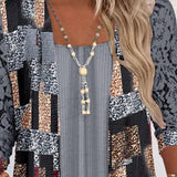 Bluse Manches Longues Imprimée Style Deux-Pièces Factice