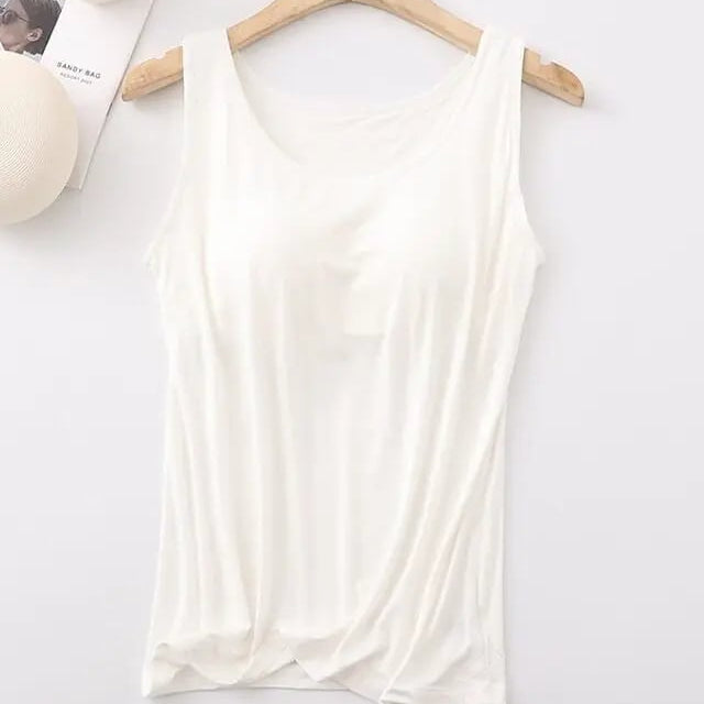 Débardeur Femme Avec Soutien-Gorge Intégré Sans Manches Décontracté Basique Col Rond Classique