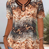 T-Shirt Imprimé Serpent Manches Courtes