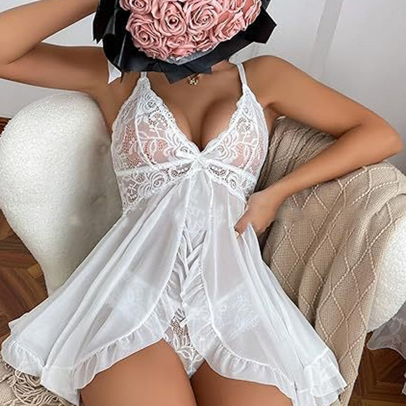 Ensemble De Nuisette Sexy En Mesh Transparent