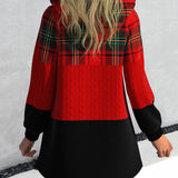 Manteau zippé à capuche à carreaux