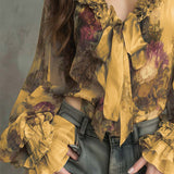 Blouse Imprimé Lotus Élégant