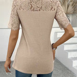 T-Shirt Dentelle Panneau Tricoté